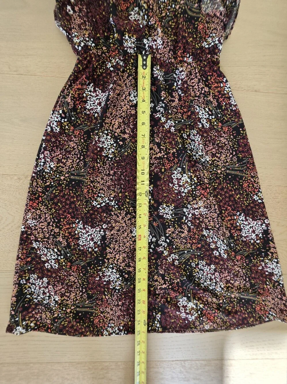LOFT Women's Black Floral V-Neck Midi Dress